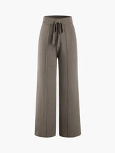 Solid Rib Drawstring Wide Leg Pants